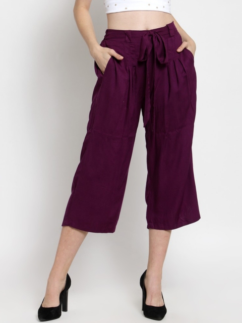 

Castle Women Burgundy Regular Fit Solid Culottes