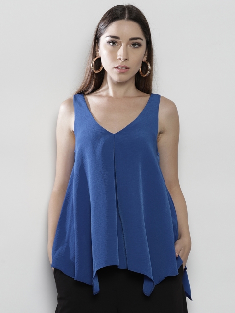 

DOROTHY PERKINS Women Blue Solid A-Line Top