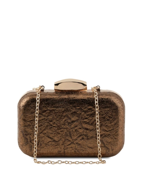 

Kazo Women Gold-Toned & Brown Textured Clutch
