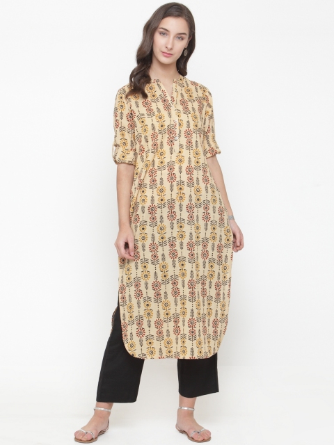 

Varanga Women Beige & Black Printed Kurta with Trousers