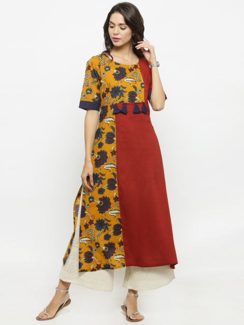 

Varanga Women Rust & Yellow Printed Kurta with Palazzos