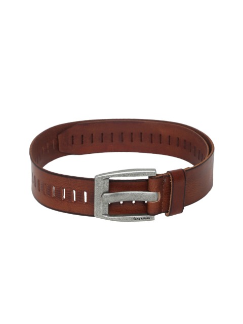 

Being Human Men Tan Brown Textured Leather Belt