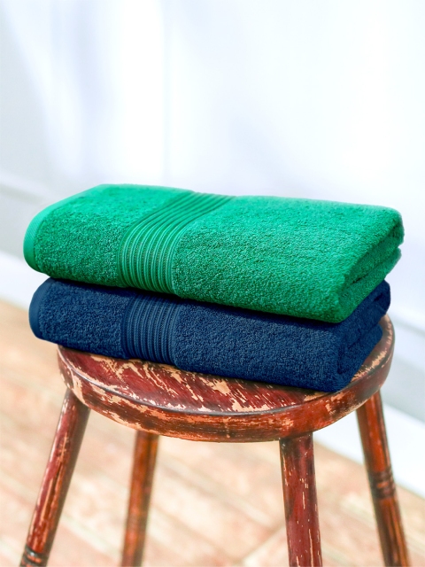 

swiss republic Set of 2 630 GSM Cotton Bath Towels, Navy blue
