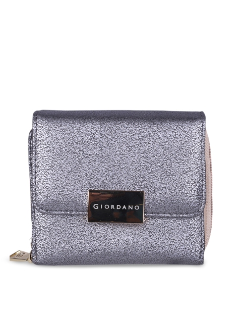 

GIORDANO Women Grey Solid Three Fold Wallet