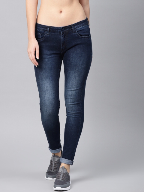 

HRX by Hrithik Roshan Women Blue Skinny Fit Mid-Rise Clean Look Stretchable Jeans