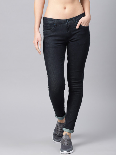 

HRX by Hrithik Roshan Women Blue Skinny Fit Mid-Rise Clean Look Stretchable Jeans
