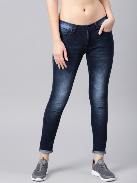

HRX by Hrithik Roshan Women Blue Skinny Fit Mid-Rise Clean Look Stretchable Jeans