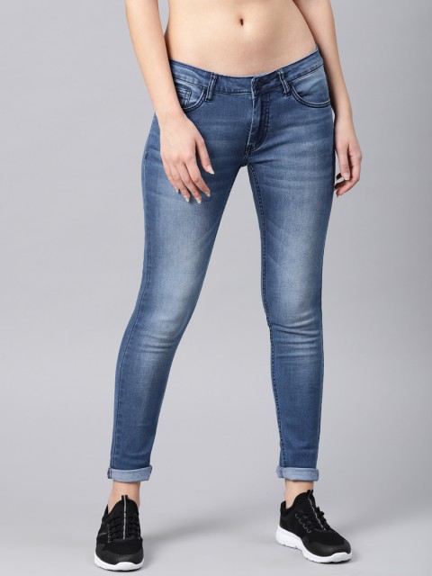 

HRX by Hrithik Roshan Women Blue Skinny Fit Mid-Rise Clean Look Stretchable Jeans