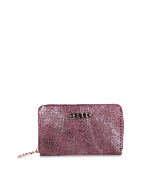 

ELLE Women Pink Textured Zip Around Wallet