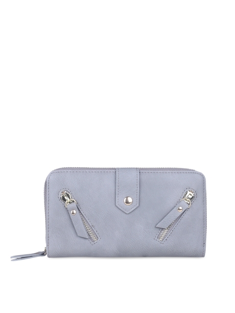 

ELLE Women Grey Solid Zip Around Wallet