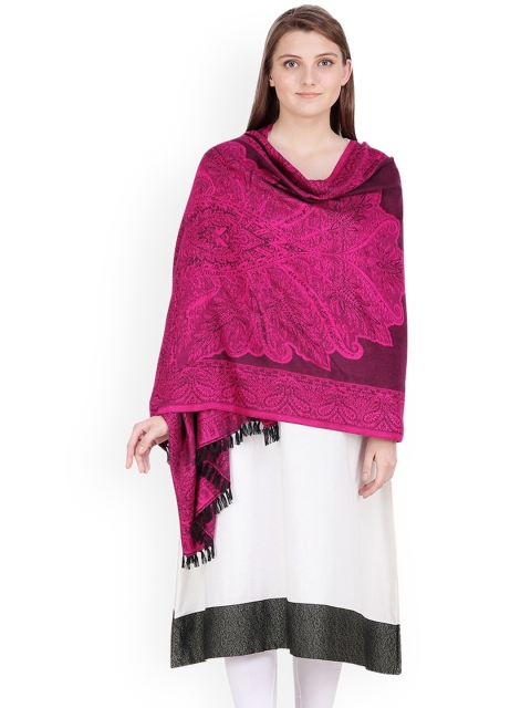 

Anekaant Women Fuchsia Woven Design Jacquard Shawl
