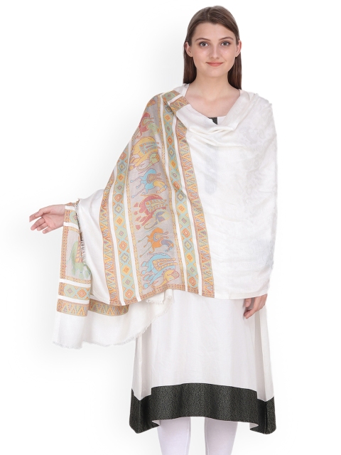

Anekaant Women White & Beige Woven Design Shawl
