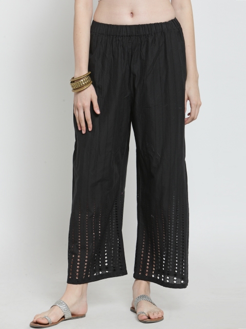 

Castle Women Black Straight Embroidered Palazzos