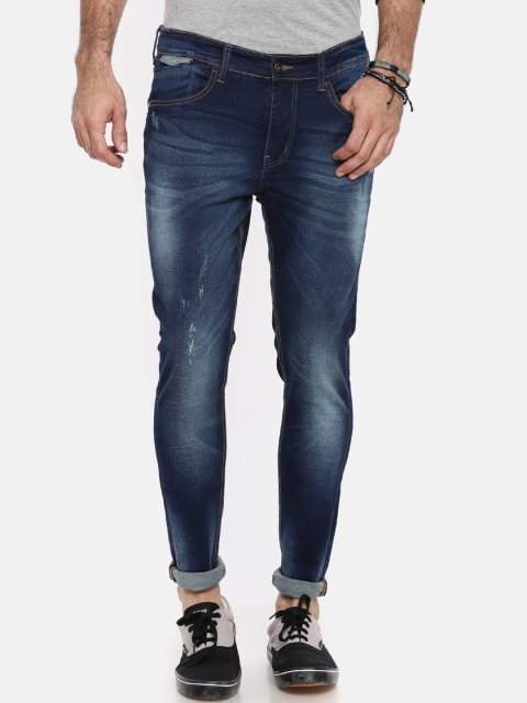 

Breakbounce Men Blue Skinny Fit Mid-Rise Low Distress Stretchable Jeans
