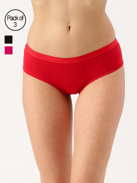 

DressBerry Women Pack of 3 Ultrasoft Cotton Hipster Briefs DB-HIP-PK3-012B, Red