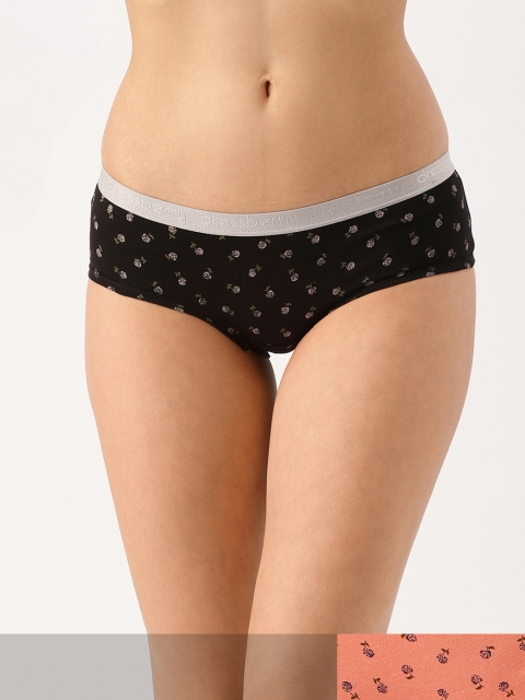 

DressBerry Women Pack of 2 Printed Ultrasoft Cotton Hipster Briefs DB-HIP-PK2-014A, Black