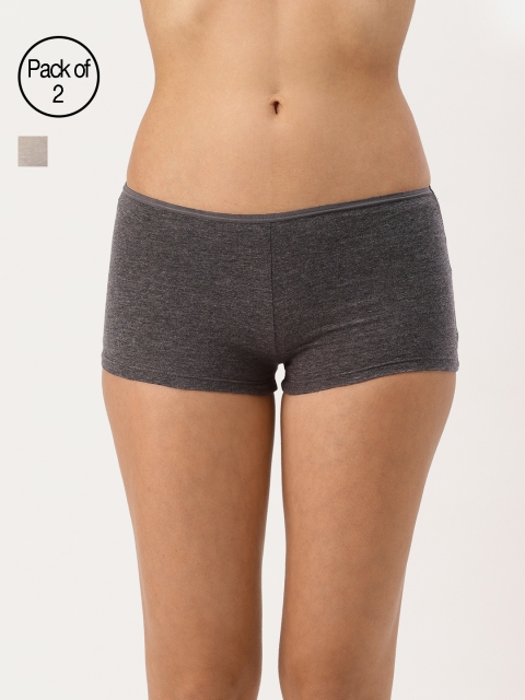 

DressBerry Women Pack of 2 Ultrasoft Cotton Boy Shorts DB-BL-PK2-009E, Charcoal