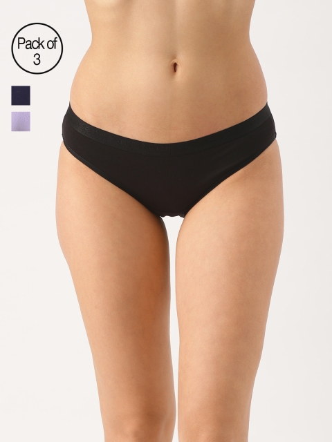 

DressBerry Women Pack of 3 Solid Ultrasoft Cotton Bikini Briefs DB- BR-PK3-001E, Black