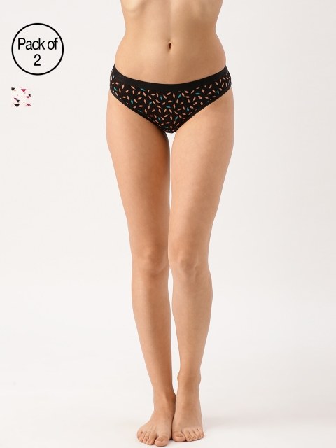 

DressBerry Women Pack of 2 Ultrasoft Cotton Printed Bikini Briefs DB- BR-PK2-003A, Black