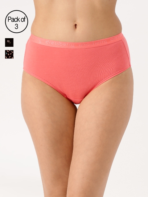 

DressBerry Women Pack of 3 Ultrasoft Cotton Hipster Briefs DB-HIP-PK3-013C, Pink