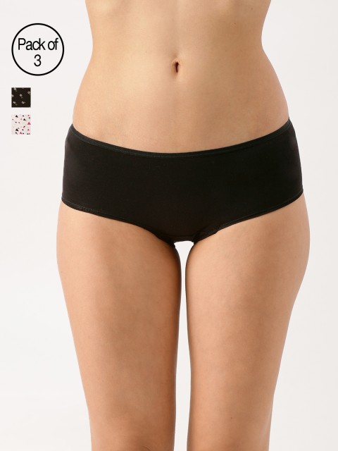 

DressBerry Women Pack of 3 Ultrasoft Cotton Hipster Briefs DB-BS-PK3-006B, Black