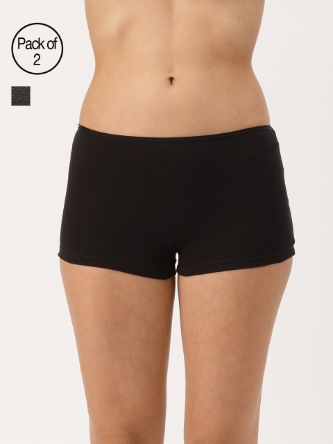 

DressBerry Women Pack of 2 Ultrasoft Cotton Boy Shorts DB-BL-PK2-009D, Charcoal