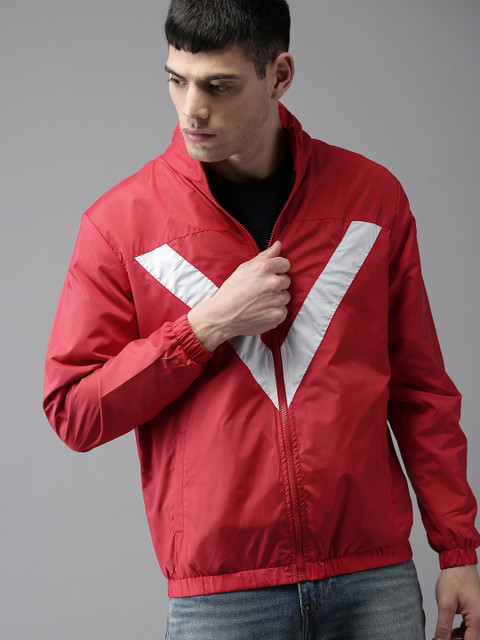 

HERE&NOW Men Red Solid Sporty Jacket