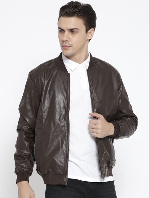 

Moda Rapido Men Coffee Brown Solid Bomber Jacket
