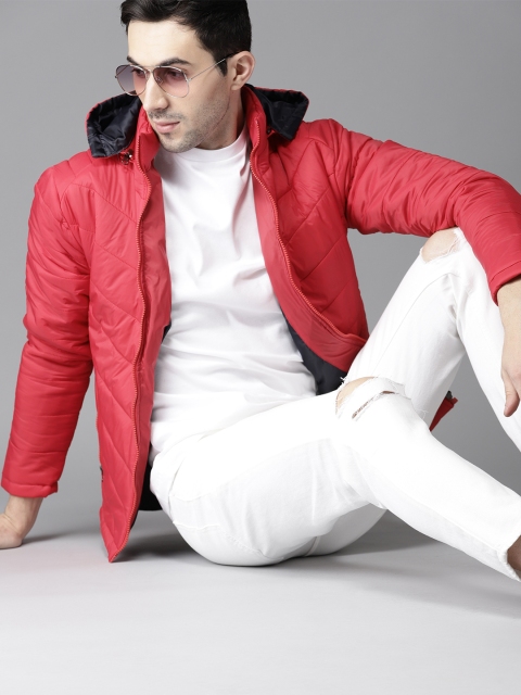

HERE&NOW Men Red Solid Padded Jacket