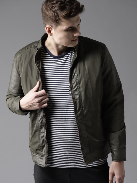 

Moda Rapido Men Olive Green Solid Tailored Jacket