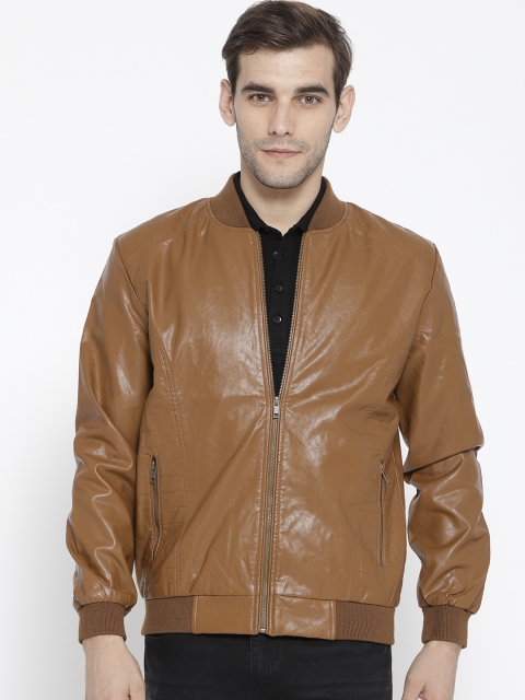 

Moda Rapido Men Brown Solid Bomber Jacket
