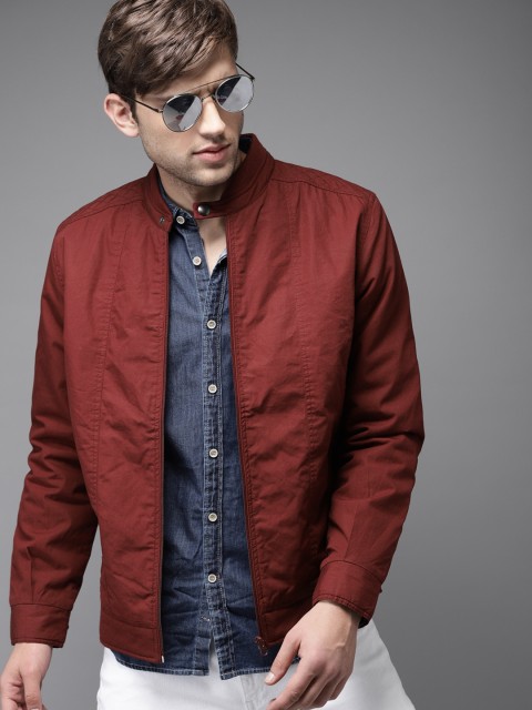 

HERE&NOW Men Maroon Solid Tailored Jacket