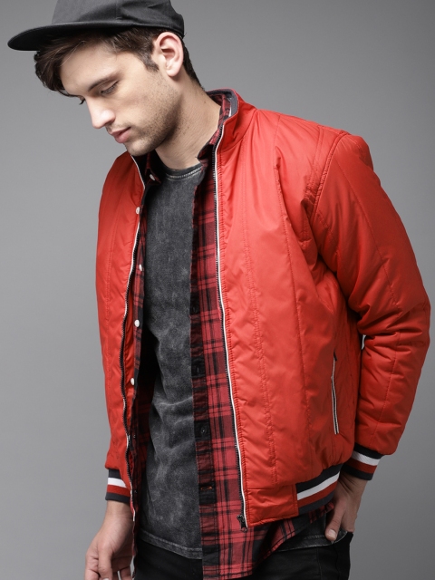 

HERE&NOW Men Red Solid Bomber