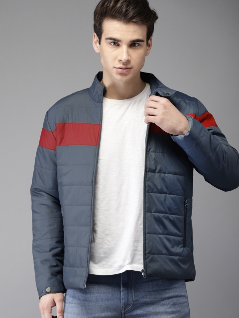 

HERE&NOW Men Teal Blue Solid Puffer Jacket