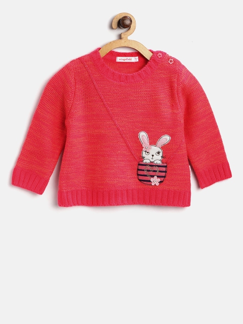 

Wingsfield Girls Pink Solid Pullover