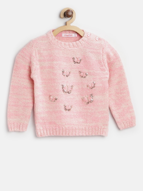 

Wingsfield Girls Pink & Off-White Sequinned Pullover