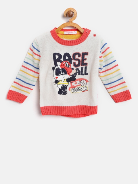 

Wingsfield Boys Off-White & Navy Printed Pullover