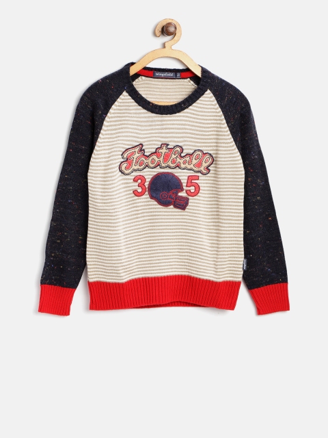 

Wingsfield Boys Beige & Red Striped Pullover