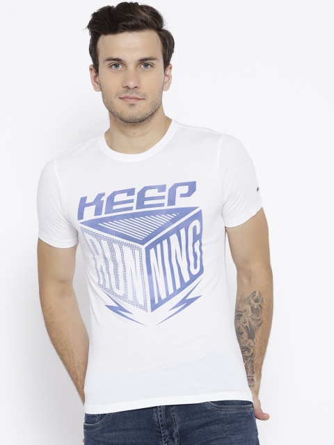 

Peter England Men White Printed Round Neck T-shirt