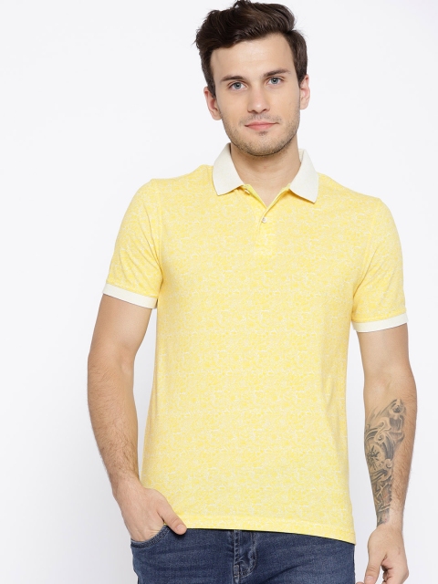 

Peter England Men Yellow Printed Polo Collar T-shirt
