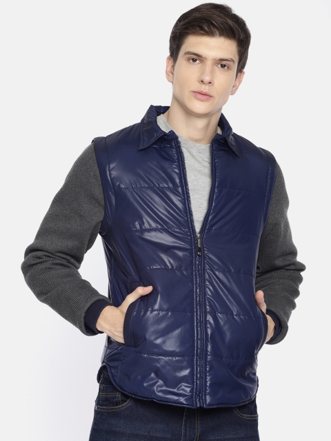 

Peter England Casuals Men Navy Blue Solid Jacket