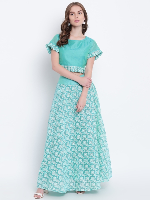 

Shakumbhari Sea Green Ready to Wear Lehenga with Blouse