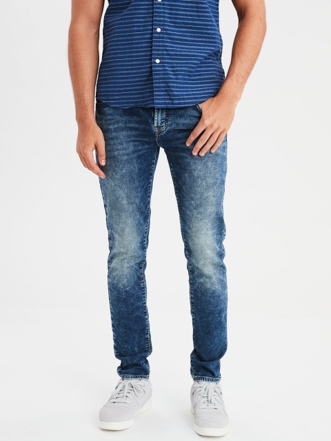 

AMERICAN EAGLE OUTFITTERS Men Blue Skinny Fit Mid-Rise Clean Look Stretchable Jeans