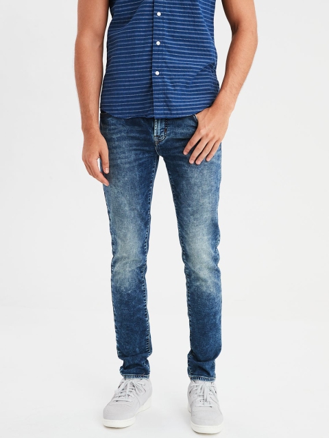 

AMERICAN EAGLE OUTFITTERS Men Blue Skinny Fit Mid-Rise Clean Look Stretchable Jeans