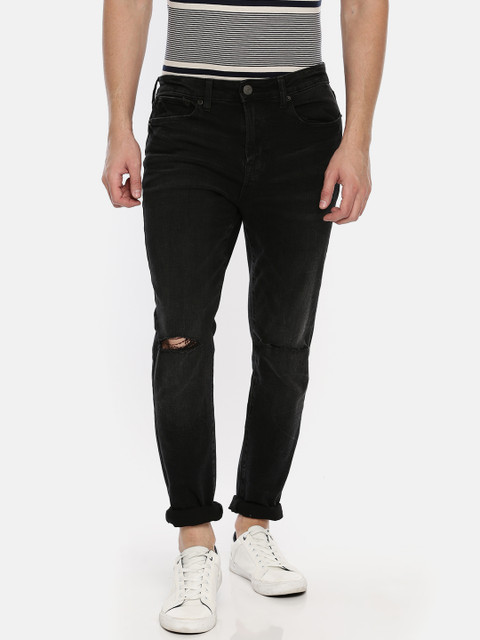 

AMERICAN EAGLE OUTFITTERS Men Black Super Skinny Fit Mid-Rise Slash Knee Stretchable Jeans