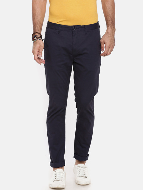 

Breakbounce Men Navy Blue Slim Fit Solid Chinos