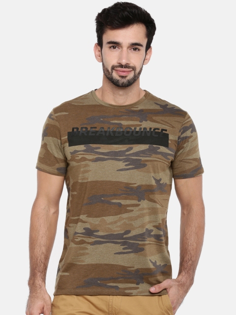 

Breakbounce Men Brown Printed Round Neck T-shirt