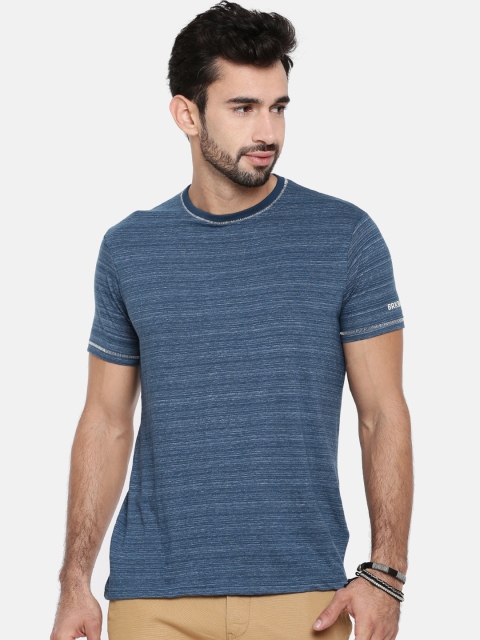 

Breakbounce Men Navy Blue Printed Round Neck T-shirt