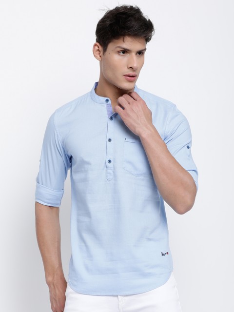 

LOCOMOTIVE Men Blue Slim Fit Solid Casual Shirt