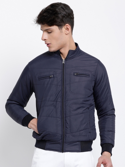 

LOCOMOTIVE Men Navy Blue Solid Padded Jacket